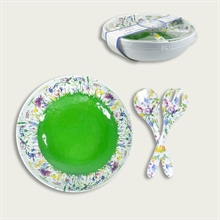 INSALATIERA IN MELAMINA 30 CM CON POSATE DECORO SPRING