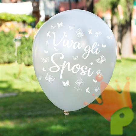PALLONCINI 11INCH BIANCO PERLA VIVA GLI SPOSI 12 PZ
