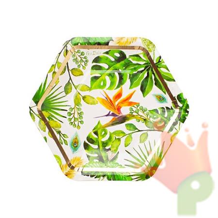 PIATTI ESAGONALI 18 CM GOLDEN JUNGLE 8 PZ