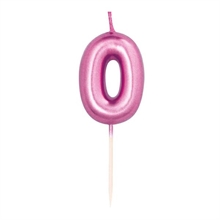 CANDELINA 7 CM NUMERO 0 FUCSIA METAL