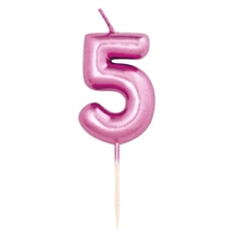 CANDELINA 7 CM NUMERO 5 FUCSIA METAL