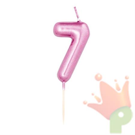 CANDELINA 7 CM NUMERO 7 FUCSIA METAL