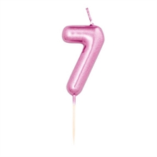 CANDELINA 7 CM NUMERO 7 FUCSIA METAL