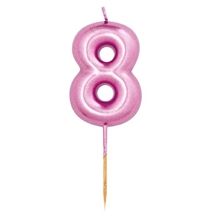 CANDELINA 7 CM NUMERO 8 FUCSIA METAL