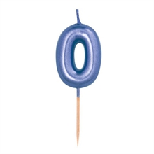CANDELINA 7 CM NUMERO 0 BLU METAL