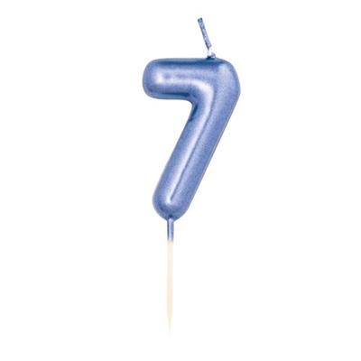 CANDELINA 7 CM NUMERO 7 BLU METAL