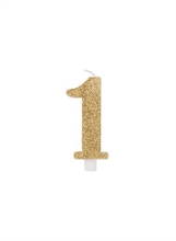 CANDELINA 9 CM NUMERO 1 ORO GLITTER