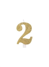 CANDELINA 9 CM NUMERO 2 ORO GLITTER