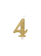 CANDELINA 9 CM NUMERO 4 ORO GLITTER