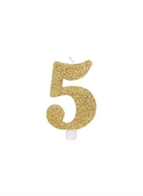 CANDELINA 9 CM NUMERO 5 ORO GLITTER
