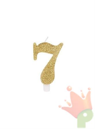 CANDELINA 9 CM NUMERO 7 ORO GLITTER