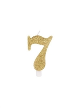 CANDELINA 9 CM NUMERO 7 ORO GLITTER