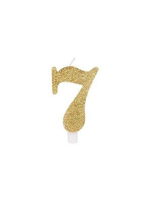 CANDELINA 9 CM NUMERO 7 ORO GLITTER
