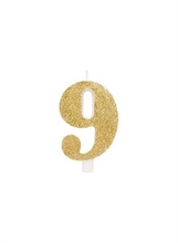 CANDELINA 9 CM NUMERO 9 ORO GLITTER