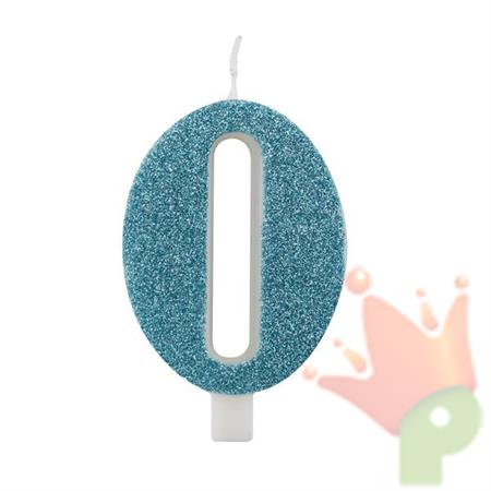 CANDELINA 9 CM NUMERO 0 TIFFANY GLITTER