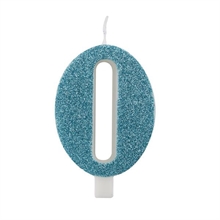 CANDELINA 9 CM NUMERO 0 TIFFANY GLITTER
