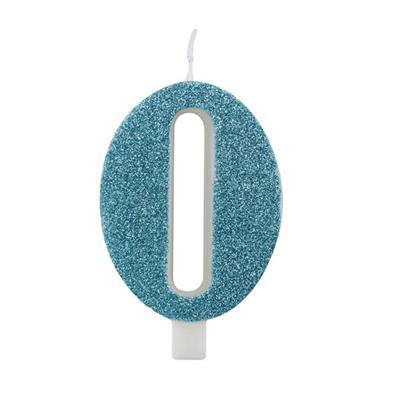 CANDELINA 9 CM NUMERO 0 TIFFANY GLITTER