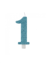 CANDELINA 9 CM NUMERO 1 TIFFANY GLITTER