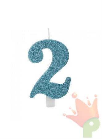 CANDELINA 9 CM NUMERO 2 TIFFANY GLITTER