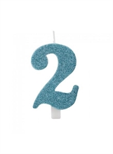 CANDELINA 9 CM NUMERO 2 TIFFANY GLITTER