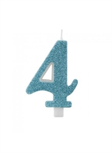 CANDELINA 9 CM NUMERO 4 TIFFANY GLITTER