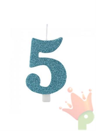 CANDELINA 9 CM NUMERO 5 TIFFANY GLITTER