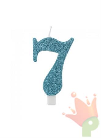 CANDELINA 9 CM NUMERO 7 TIFFANY GLITTER