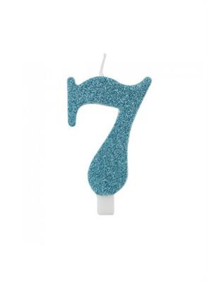 CANDELINA 9 CM NUMERO 7 TIFFANY GLITTER