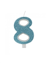 CANDELINA 9 CM NUMERO 8 TIFFANY GLITTER