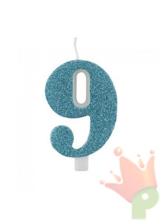 CANDELINA 9 CM NUMERO 9 TIFFANY GLITTER