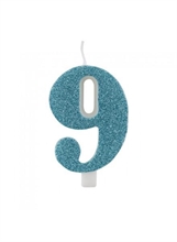 CANDELINA 9 CM NUMERO 9 TIFFANY GLITTER