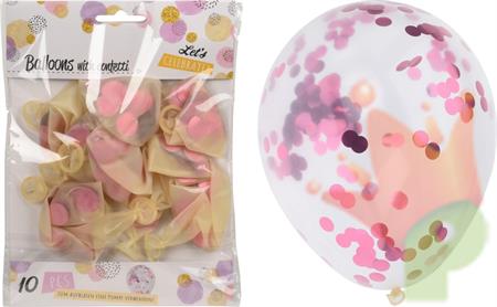 PALLONCINI 30 CM CON CORIANDOLI FUCSIA 10 PZ
