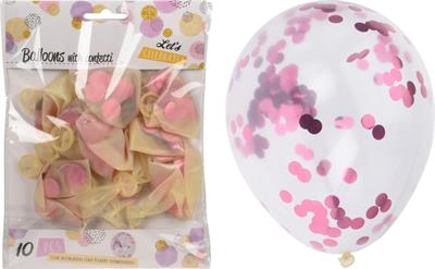 PALLONCINI 30 CM CON CORIANDOLI FUCSIA 10 PZ