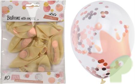PALLONCINI 30 CM CON CORIANDOLI ROSA 10 PZ