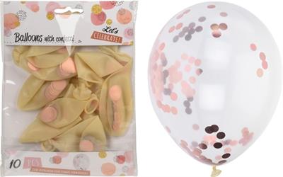 PALLONCINI 30 CM CON CORIANDOLI ROSA 10 PZ
