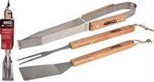UTENSILI BBQ CON MANICO IN LEGNO
