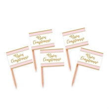 PICKS BANDIERINE BUON COMPLEANNO CHIC ROSA 4,5X6 CM 25 PZ