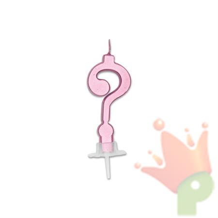 CANDELINA PUNTO INTERROGATIVO DI CERA ITALIC ROSA METAL 7 CM