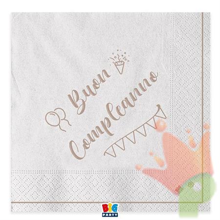 TOVAGLIOLI BUON COMPLEANNO KRAFT 33X33 PZ 20