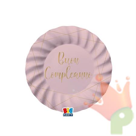 PIATTI 20 CM BUON COMPLEANNO ROSE 8 PZ