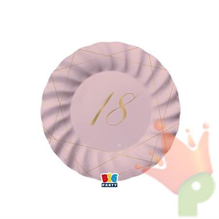 PIATTI 20 CM 18 ANNI ROSE 8 PZ