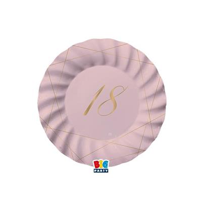 PIATTI 20 CM 18 ANNI ROSE 8 PZ