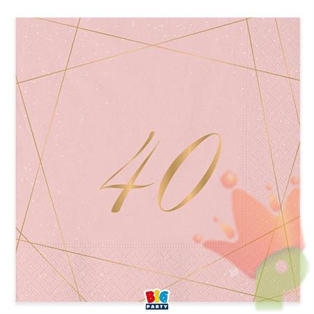 TOVAGLIOLI 33X33 CM 40 ANNI ROSE 20 PZ