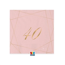 TOVAGLIOLI 25X25 CM 40 ANNI ROSE 20 PZ