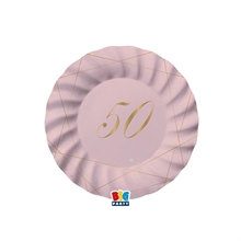 PIATTI 20 CM 50 ANNI ROSE 8 PZ