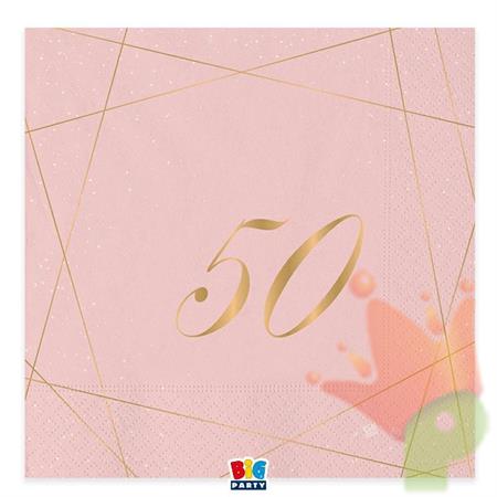 TOVAGLIOLI 33X33 CM 50 ANNI ROSE 20 PZ