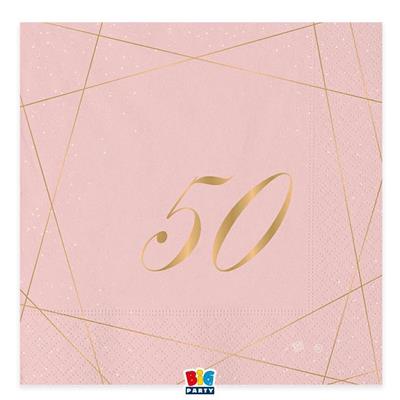 TOVAGLIOLI 33X33 CM 50 ANNI ROSE 20 PZ