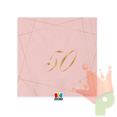 TOVAGLIOLI 25X25 CM 50 ANNI ROSE 20 PZ
