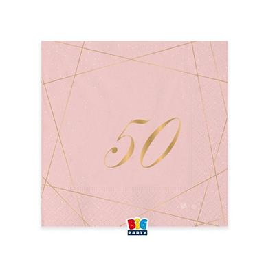 TOVAGLIOLI 25X25 CM 50 ANNI ROSE 20 PZ