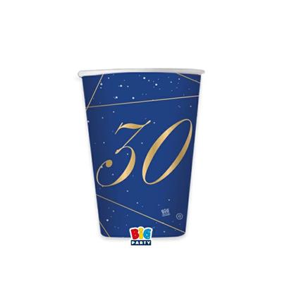 BICCHIERI 200 CC 30 ANNI BLUE GOLD 8 PZ